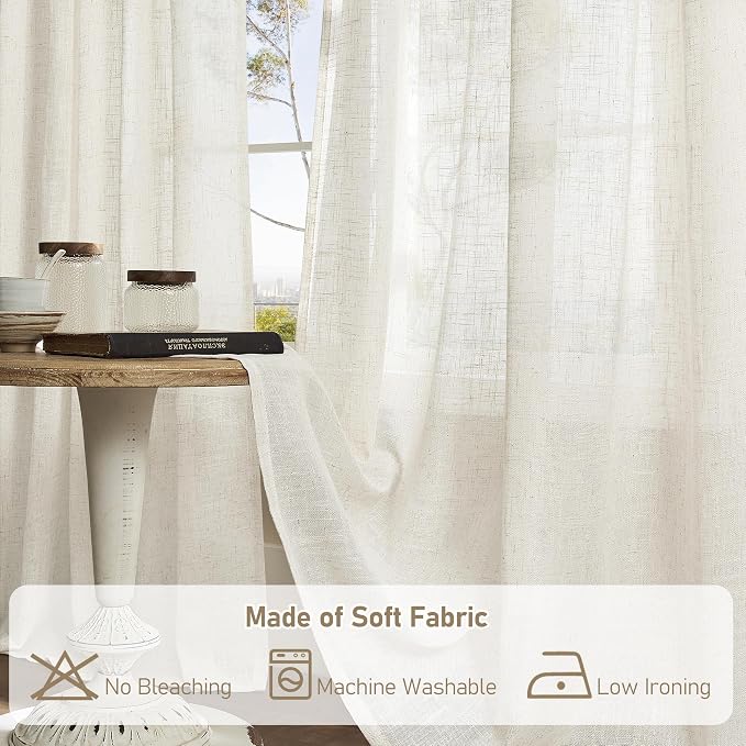 Semi Sheer 48 Inch Linen Curtains - Image 8
