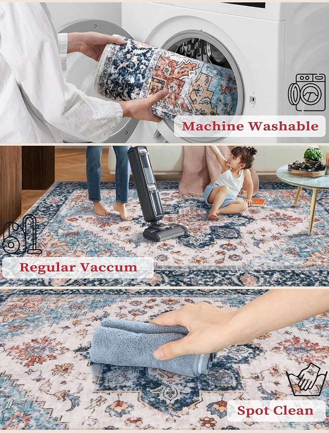 SERISSA 2'6"x18' Washable Non Slip Boho Runner Rug - Image 3