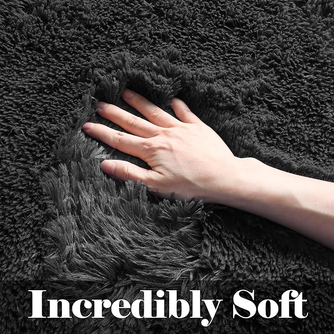 ONASAR Black 6x9 Area Rugs for Living Room Bedroom, Large Fluffy Soft Plush - Image 2