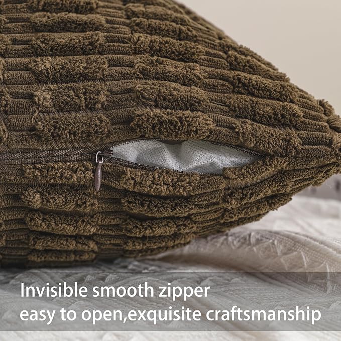 Aegero Pack of 2 Corduroy Decorative Throw Pillow Covers 24x24 Inch - Image 3