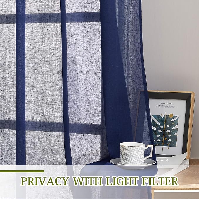 NICETOWN Living Room Curtains 63 inch Length, Grommet Semi Sheer Linen Curtains - Image 5