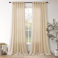 Extra Long Curtain 108 Inches Long Set Back Tab Tan Linen Drapes by Nanspring