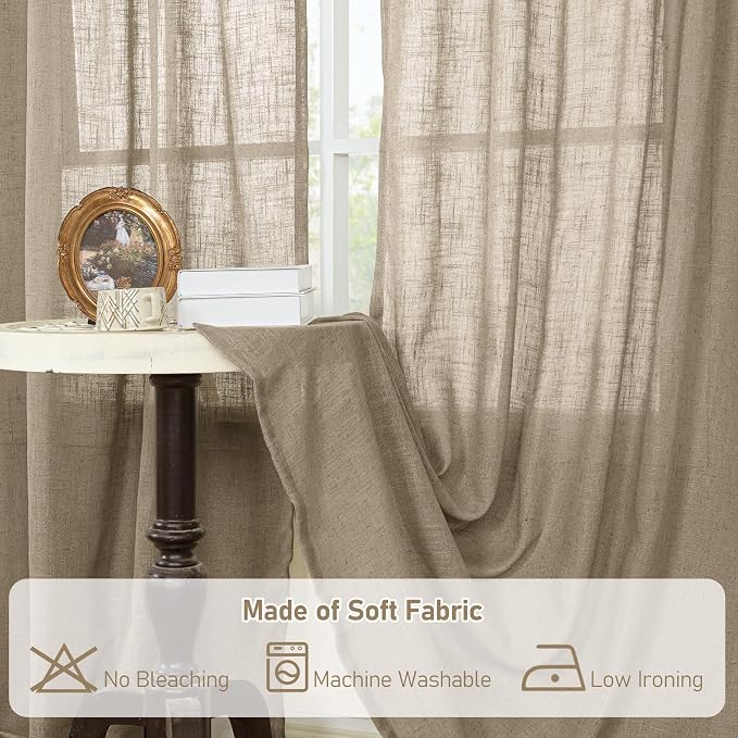 Semi Sheer Linen Curtains 36 Inch Length - Image 8