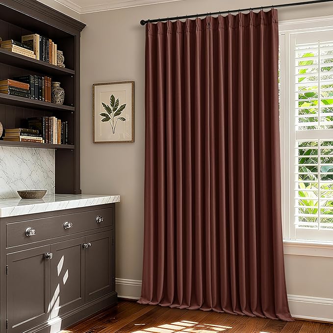 Red Brown 80 Inch Pinch Pleated Black Out Curtains 2 Panel Set | Pinch Pleat - Image 8