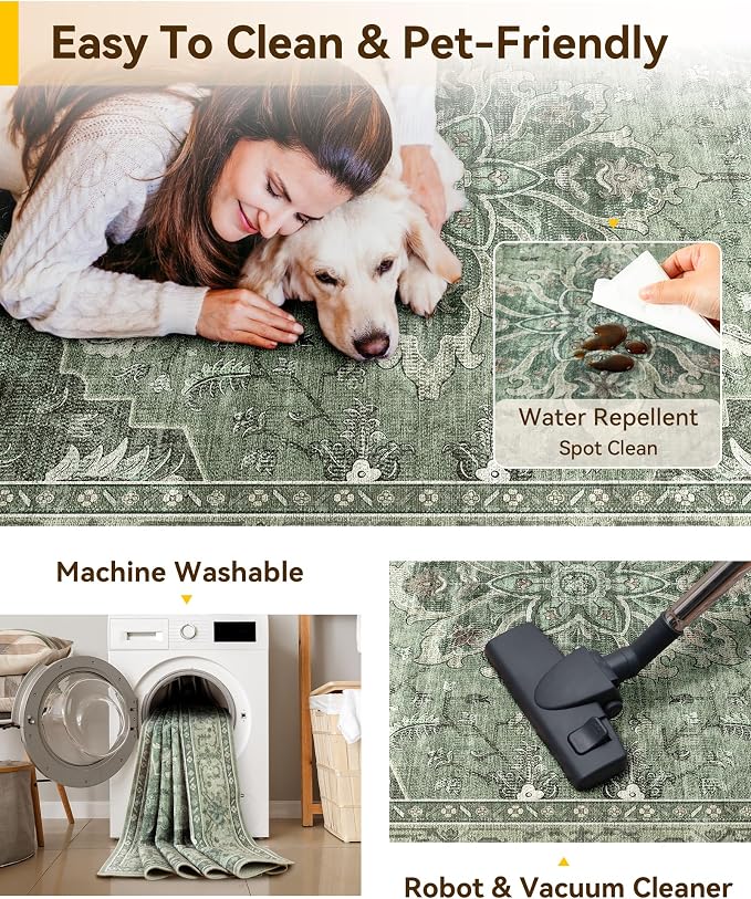RELEANY Washable Area Rug, Runner 3'x6', Water Repellent, Pet Friendly - Image 6