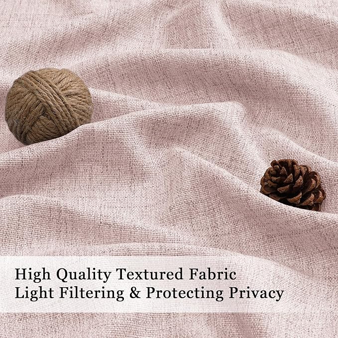 OWENIE Blush Pink Valances for Windows 1 Pcs, Light Filtering Textured - Image 2
