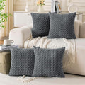 Set of 4 Medium Grey Decorative Throw Pillow Covers 22x22 Inch Corduroy Pillow by Cozoomy