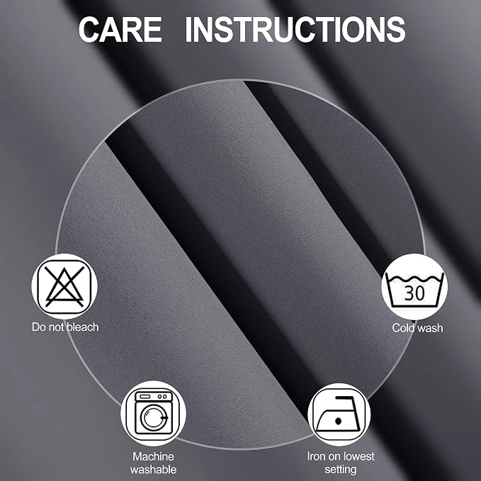 Grey Blackout Curtains 66 x 63 Inch Length/Set of 2 Curtain Panels/Thermal - Image 4