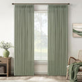 108 Inch Pinch Pleated Light Filtering Linen Memory Trained Green Curtains | by Twodrapes