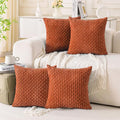 Set of 4 Burnt Orange Decorative Throw Pillow Covers 16x16 Inch Corduroy Pillow by Cozoomy