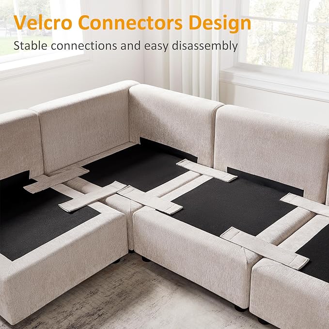 Modular Sectional Sofa, Convertible Couch Modular Sofa Without Ottoman, Sectional Sofas for Living Room Small Apartments
