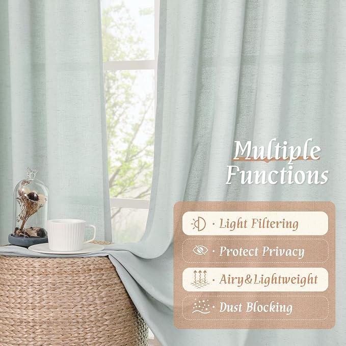 54 Inch Short Window Linen Curtains - Image 4
