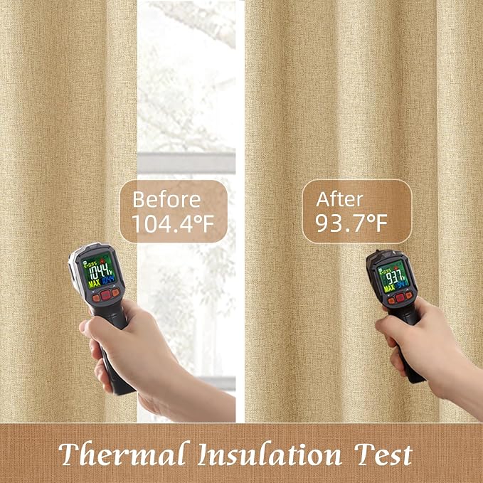 Natural Linen 100% Blackout Window Curtains - Image 5