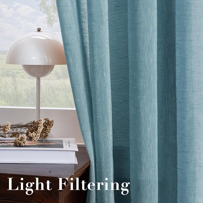 H.VERSAILTEX Linen Curtains Natural Linen Semi-Sheer Curtains Nickel Grommet - Image 5