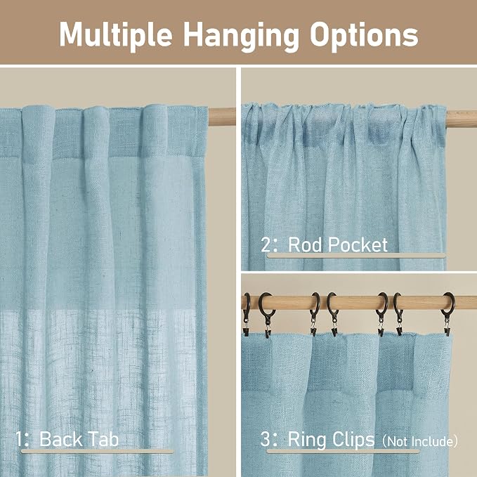 Short Window Sheer Linen Curtains 30 Inch Length - Image 3