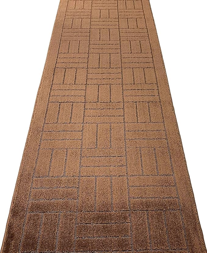 Custom Length Hallway Runner Rug, Slip Resistant, Bricks Brown, 26 Inch X 4 feet - Image 3