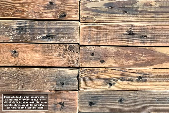 Urban Legacy Reclaimed Barn Joist Deep Floating Shelves | Deep Shelves with Low Profile Shelf Bracket with High Weight Capacity, Set of 2 (36" x 11" x 2.5", Rustic Gray)
