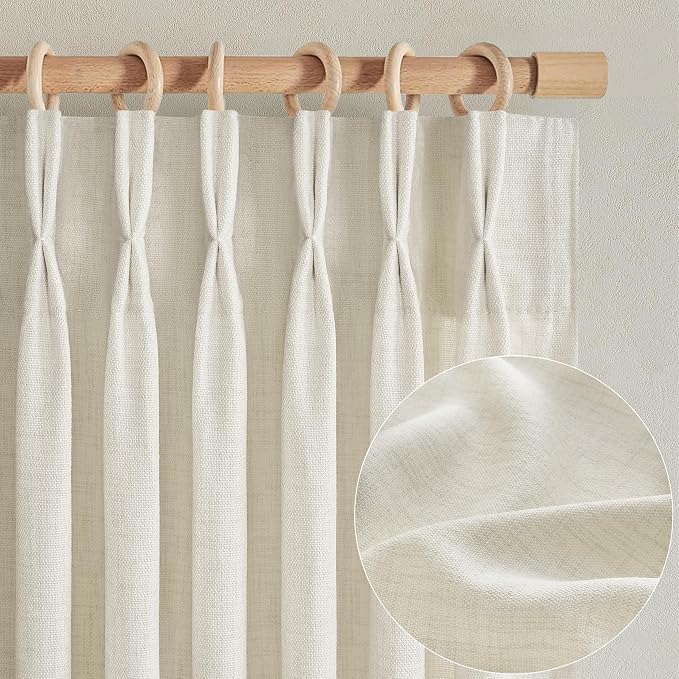 Cream Beige Memory Trained Pinch Pleated Curtains 96 Inches Long - Image 2