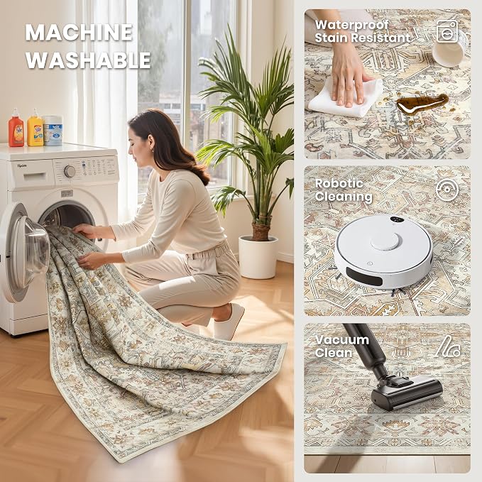 6x9 Area Rugs for Living Room, Large Washable Rug, Dining Room, Low Pile - Image 5