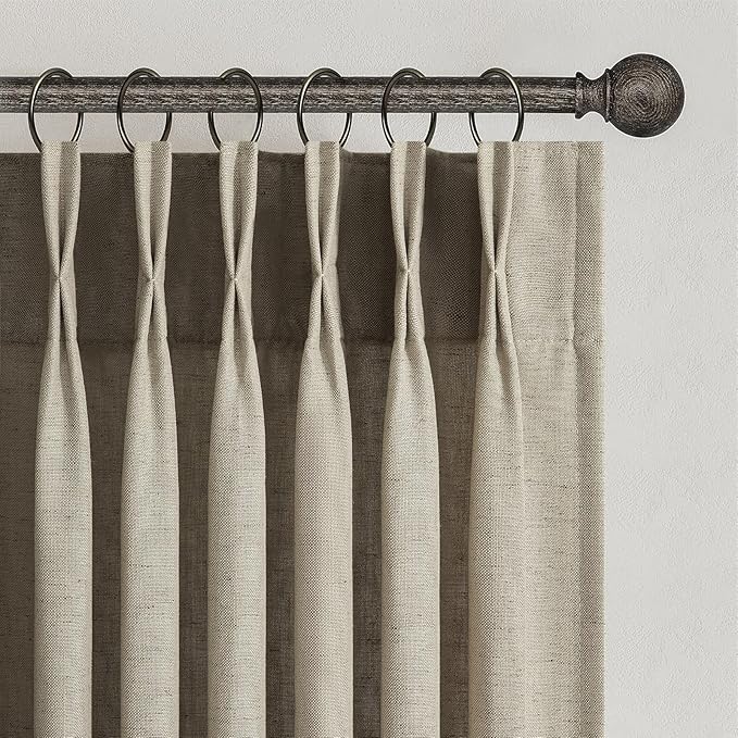 Topfinel 92 Inches Long Pinch Pleated Semi Sheer Curtains by Topfinel