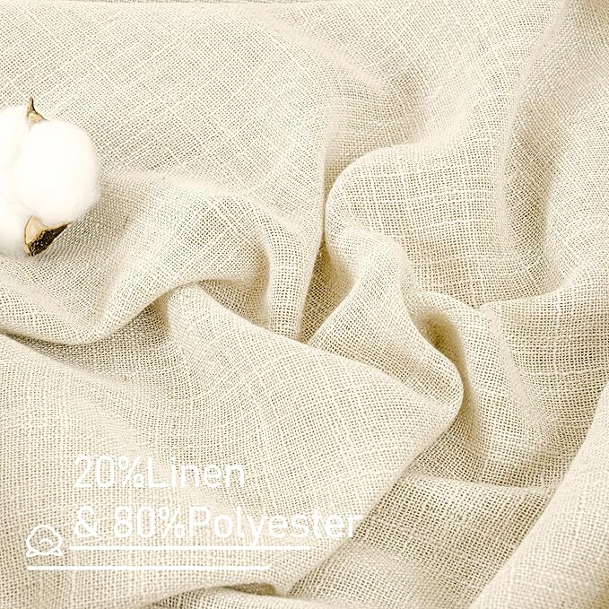 Beige Linen Sheer Curtains 90 inch - Image 3