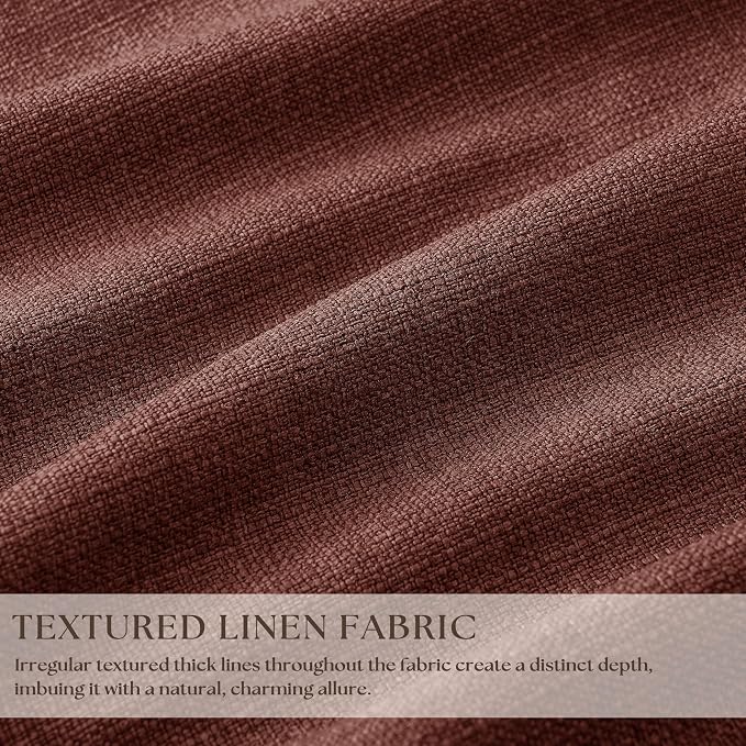 Chestnut Brown Pinch Pleated Blackout Linen 86 Inch Curtains - Image 3