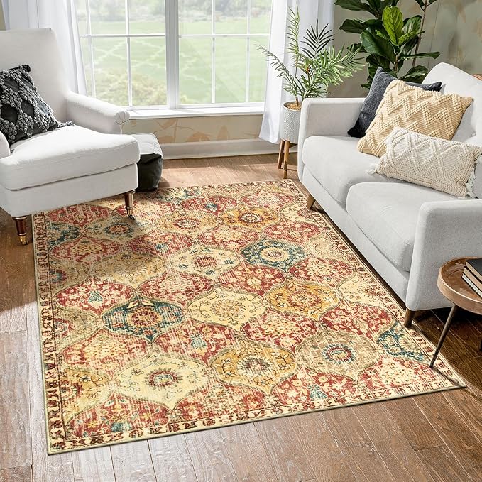 Lahome Moroccan Washable Rugs for Living Room, Soft 4x6 Rug for Bedroom | by Lahome