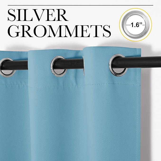 NICETOWN Teal Blue Blackout Curtains 102 inches Length - Image 2