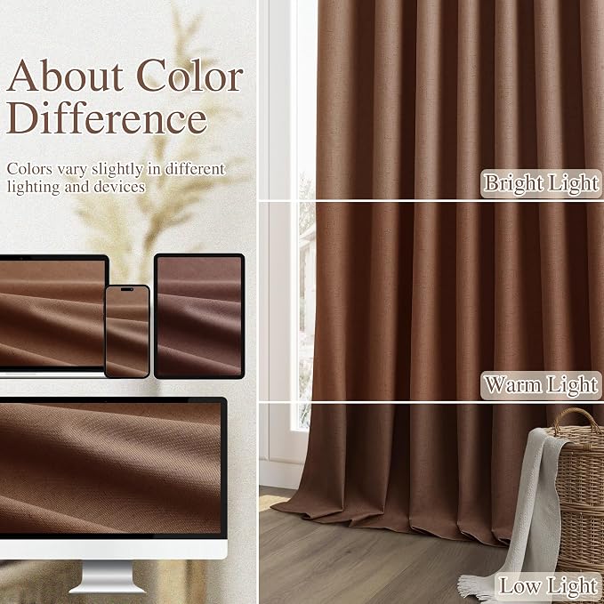 Guken 100% Blackout Curtains 120 Inch Length 2 Panels Set - Image 7
