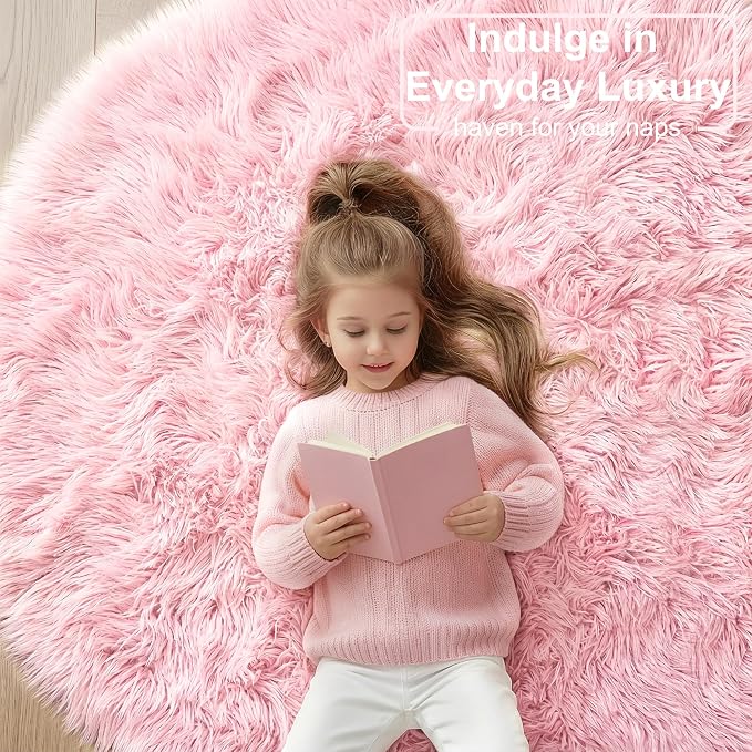 Amdrebio Pink Round Area Rugs 8Ft - Image 9