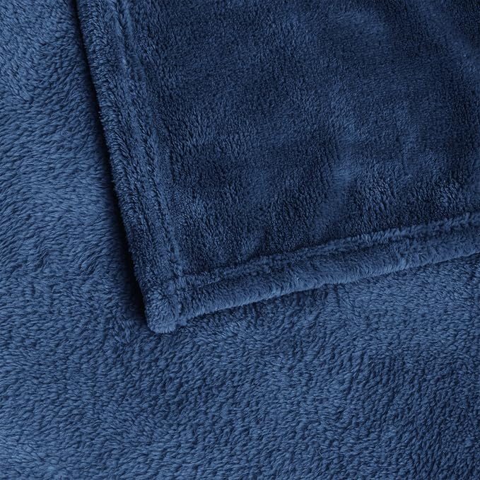 BEDELITE Fleece Blanket Soft Plush King Size Bed Blanket Navy 108"x90" | Ultra - Image 7