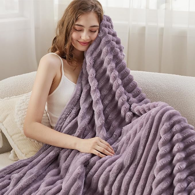 Bedsure Soft Twin Blanket for Bed Decor Gifts Light Purple 60"x80" | Birthday - Image 4