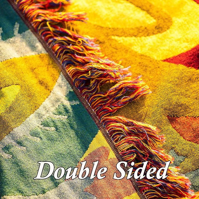 Snycler Boho Throw Blanket for Bed, 100% Organic Cotton Muslin Soft Throw-Yellow Boho Floral Farmhouse Rustic Spring Summer Fall Decor Blanket for Couch Sofa Quilt and Gift, 60" x 80"