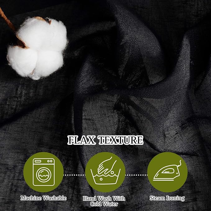 NICETOWN Black Sheer Curtains 84 inches Long, Grommet Semi Sheer Linen Drapes - Image 4