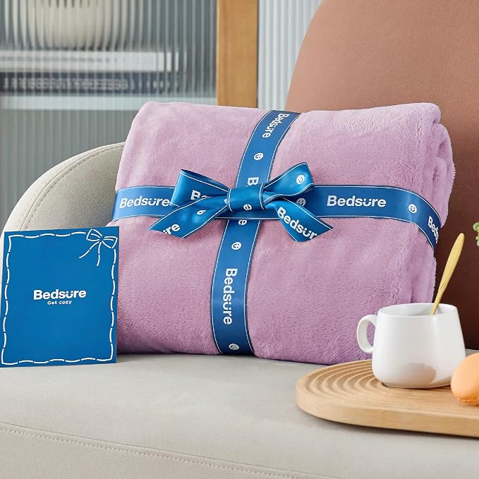 Bedsure GentleSoft Fleece Blankets Queen Size Lilac Lavender - Image 6