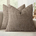 MIULEE Chenille Textured Euro Pillow Covers Taupe Grey 22x22 Set of 2 | Slubby by MIULEE