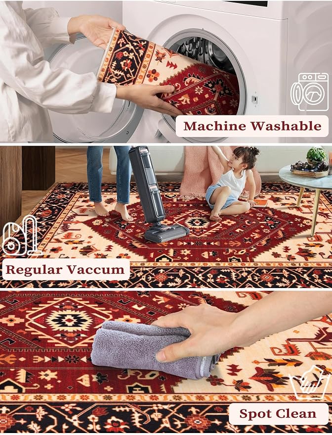 SERISSA 2x6 Washable Non Slip Boho Runner Rug - Image 2
