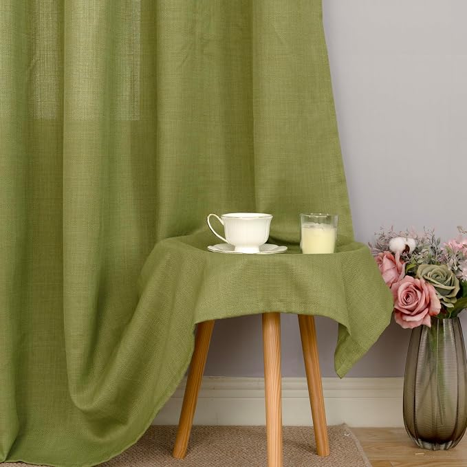 Moss Green Linen Curtains 90 Inch Long - Image 8