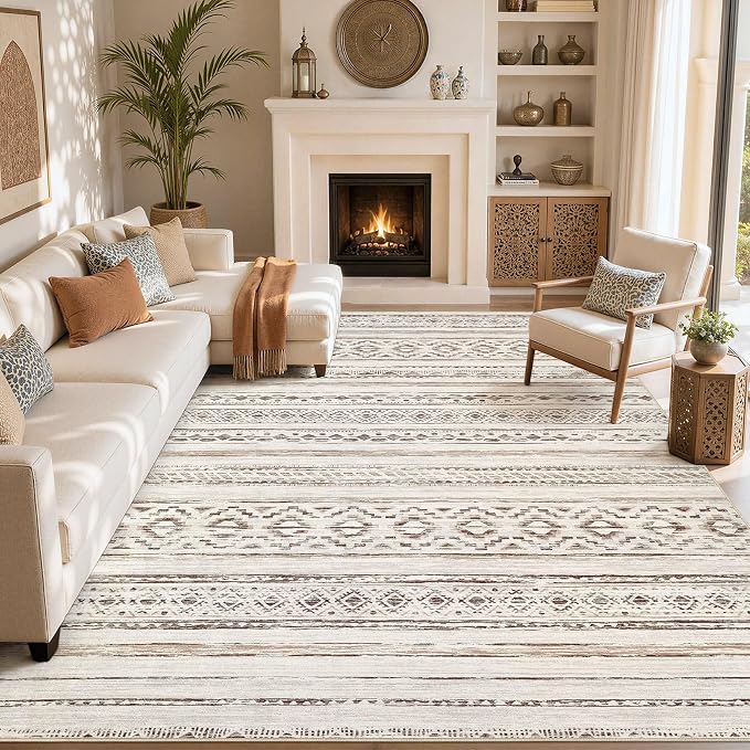 cotiled 6x9 Area Rugs for Living Room: Boho Washable Rug for Dining Room | - Image 8