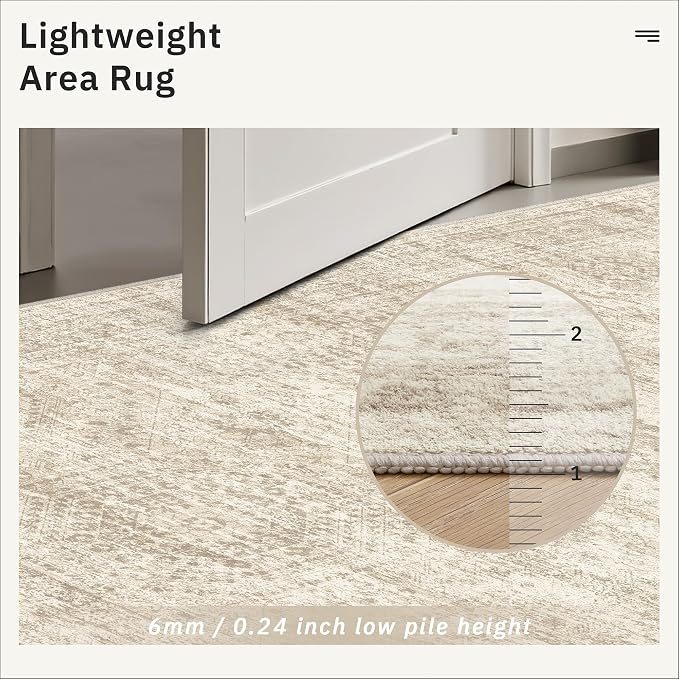 Soalmost Washable 4x8 Hallway Runner Rug Non-Slip Kitchen Entry Rugs Beige | - Image 7