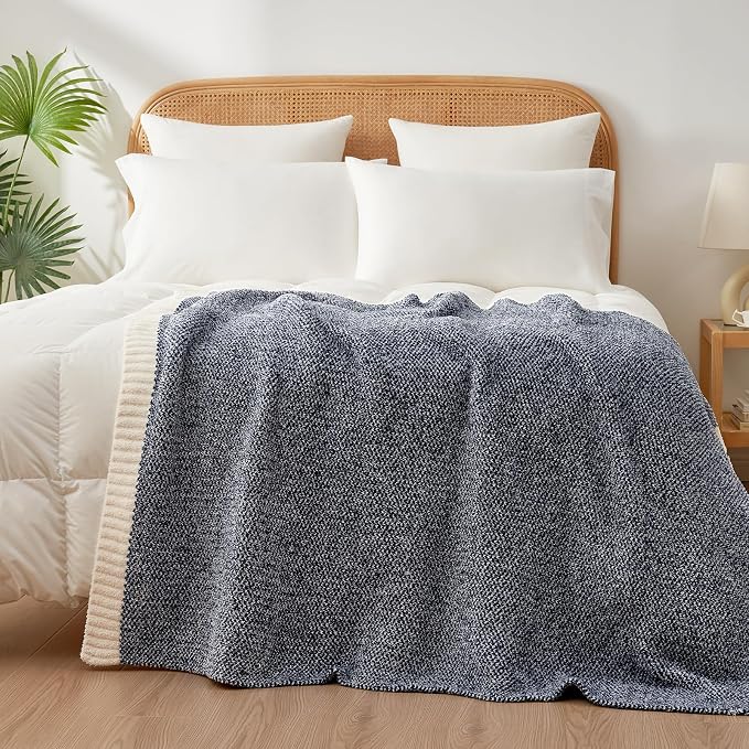 Snuggle Sac Super Soft & Reversible Heather Navy Throw - Image 5