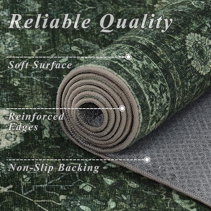 Schweek Green 6x9 Area Rug Non-Slip Washable Neutral Rugs - Image 5