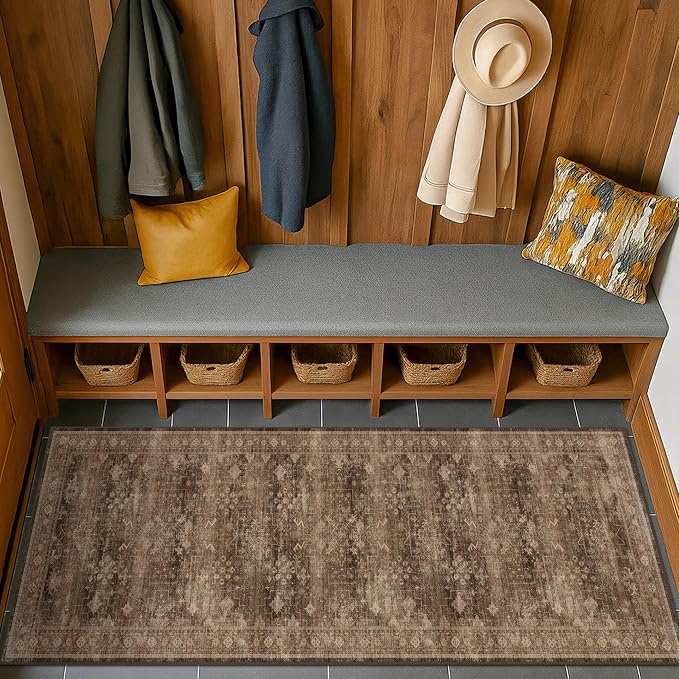 Brown 2x5 Entryway Runner Rugs, Small Runners - Image 3