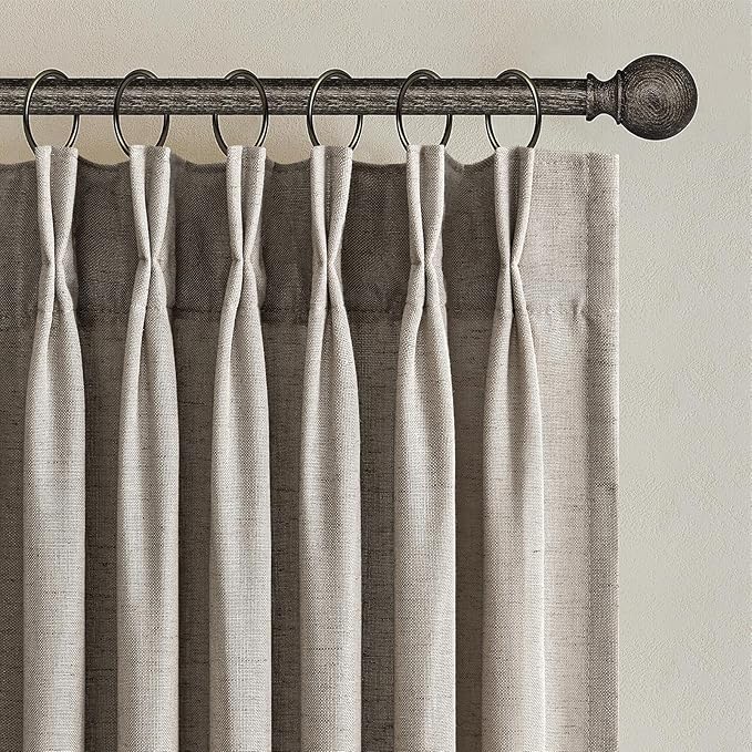 94 Inch Length Pinch Pleat Linen Curtains Drapes 2 Panels Set, Hooks Sense of by Topfinel