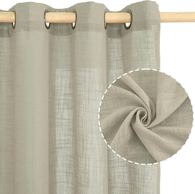 Oatmeal Semi Sheer Linen Curtains - Image 2