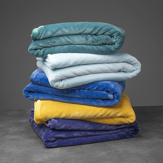 Mellowdy Extra Thick Hearty Plush Flannel Blanket (Deep Turquoise, 60x80) - 500GSM Twin Size Warm Blanket for Winter, Fall | Soft, Fluffy, Cuddly, Perfect for Bed, Oversized Throw for Couch, Sofa