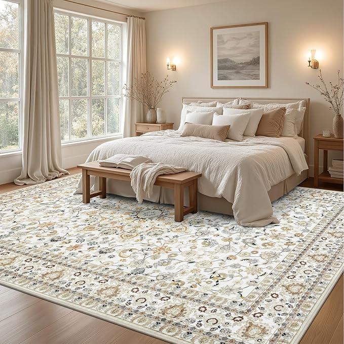 9x12 Area Rugs Living Room: Washable Vintage Rug - Image 4