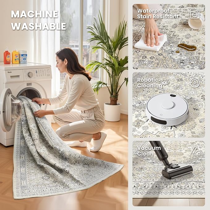 2'6 x 8' Runner Rug Non Slip, Washable Kitchen Rugs, Nursery Room, Soft Runner - Image 4
