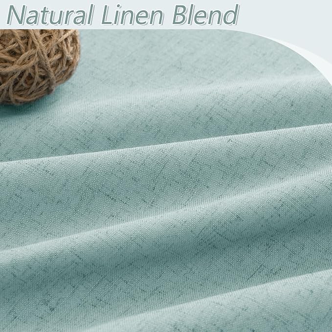 Guken Light Blue 100% Blackout Linen Curtains 108 Inch Length 2 Panels Set - Image 3