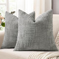 decorUhome Neutral Grey Chenille Euro Sham Throw Pillow Covers 22x22 Set of 2 by decorUhome